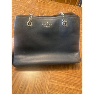 Kate Spade women’s black leather medium rectangle chain handle bag with pockets